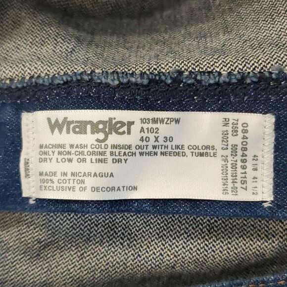 Wrangler Jeans Men 40x30 Blue Original Straight Leg 13MWZ, Like New - Picture 4 of 7